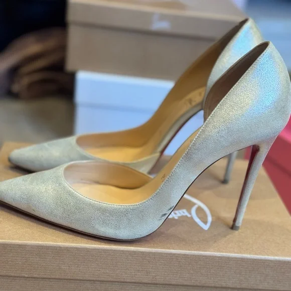 Christian Louboutin Gold Heeled Pumps for Special Occasions